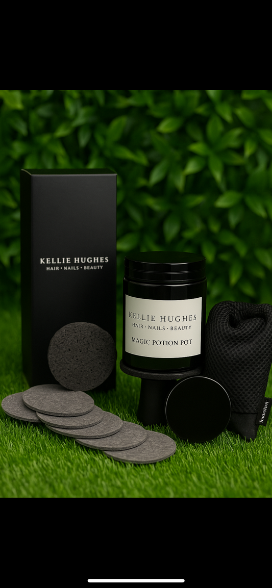 Magic Potion Pot, Exfoliating, Reusable Black Pads & Washable Bag